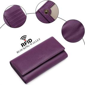 img 3 attached to 👛 Genuine Leather Women's Wallet with RFID Blocking - Stylish & Spacious Clutch Purses for Ladies