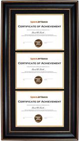 img 4 attached to 🖼️ Ornate Gold Space Art Deco Triple Certificate Frame with Double Mat for (3) 8.5x11 Certificates and Diplomas - Sawtooth Hangers, Wall Mount, Portrait/Vertical Style, Black Over Gold Double Mat