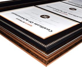 img 1 attached to 🖼️ Ornate Gold Space Art Deco Triple Certificate Frame with Double Mat for (3) 8.5x11 Certificates and Diplomas - Sawtooth Hangers, Wall Mount, Portrait/Vertical Style, Black Over Gold Double Mat