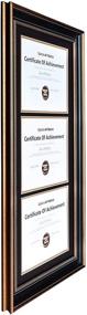 img 2 attached to 🖼️ Ornate Gold Space Art Deco Triple Certificate Frame with Double Mat for (3) 8.5x11 Certificates and Diplomas - Sawtooth Hangers, Wall Mount, Portrait/Vertical Style, Black Over Gold Double Mat