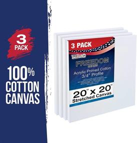 img 3 attached to Professional White Stretched Canvas 20x20 3-Pack - Primed Heavy-Weight Gesso - Ideal for Painting, Acrylic Pouring, Oil Paint - U.S. Art Supply - Bulk Pack