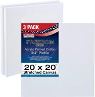 professional white stretched canvas 20x20 3-pack - primed heavy-weight gesso - ideal for painting, acrylic pouring, oil paint - u.s. art supply - bulk pack logo