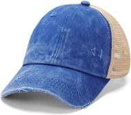 🧢 sparkly mesh girls baseball cap with distressed design - high messy bun ponytail hat for kids - criss cross ponycap logo