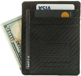 img 1 attached to Patriot Mini Slim Wallet: Compact Front Pocket Card Holder with ID Pocket & Embossed USA Flag in Sleek Black Design