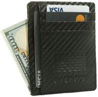 patriot mini slim wallet: compact front pocket card holder with id pocket & embossed usa flag in sleek black design logo