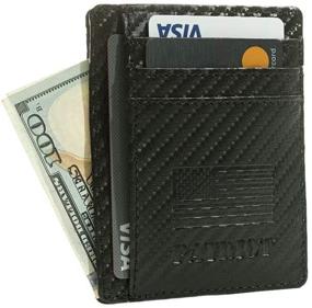 img 4 attached to Patriot Mini Slim Wallet: Compact Front Pocket Card Holder with ID Pocket & Embossed USA Flag in Sleek Black Design