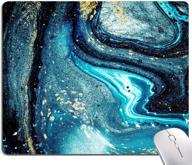 🔷 blue agate marble mouse pad with gold powder, abstract ocean design, square waterproof mouse mat with non-slip rubber base - perfect mouse pads for office, laptop, men, women, and kids logo