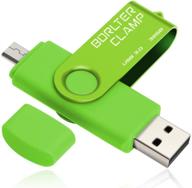borlterclamp 32gb usb 3.0 flash drive dual port memory stick | otg thumb drive for android, tablet, pc | green logo