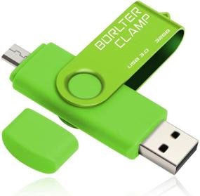 img 4 attached to BorlterClamp 32GB USB 3.0 Flash Drive Dual Port Memory Stick | OTG Thumb Drive for Android, Tablet, PC | Green