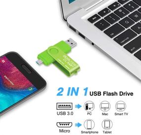 img 3 attached to BorlterClamp 32GB USB 3.0 Flash Drive Dual Port Memory Stick | OTG Thumb Drive for Android, Tablet, PC | Green
