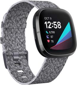 img 4 attached to KIMILAR Woven Band for Fitbit Versa 3 / Sense - Stylish Soft Fabric Accessories for Men and Women