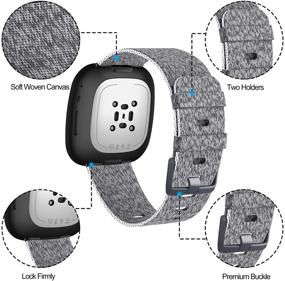 img 2 attached to KIMILAR Woven Band for Fitbit Versa 3 / Sense - Stylish Soft Fabric Accessories for Men and Women