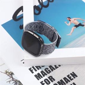 img 1 attached to KIMILAR Woven Band for Fitbit Versa 3 / Sense - Stylish Soft Fabric Accessories for Men and Women