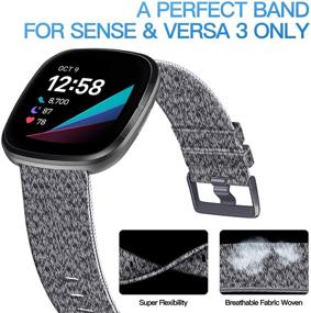 img 3 attached to KIMILAR Woven Band for Fitbit Versa 3 / Sense - Stylish Soft Fabric Accessories for Men and Women
