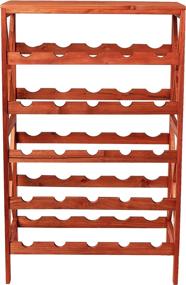 img 3 attached to Brown Rustic Wine Rack - Space-Saving Freestanding Wine Bottle Holder for Kitchen, Bar, Dining, or Living Rooms - Classic Storage Shelf by Lavish Home
