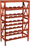 brown rustic wine rack - space-saving freestanding wine bottle holder for kitchen, bar, dining, or living rooms - classic storage shelf by lavish home logo