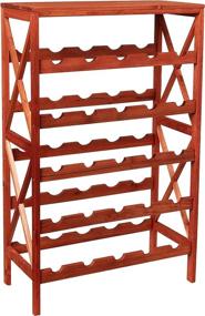 img 4 attached to Brown Rustic Wine Rack - Space-Saving Freestanding Wine Bottle Holder for Kitchen, Bar, Dining, or Living Rooms - Classic Storage Shelf by Lavish Home