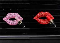 crystal shoes & magic bag bling car air freshener with diamond air vent clips - cute car accessories for automotive interior trim decorations gif (rhinestone lipstick) logo