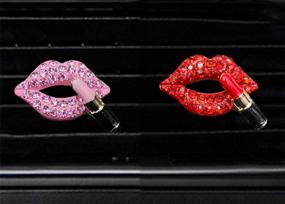 img 4 attached to Crystal Shoes & Magic Bag Bling Car Air Freshener with Diamond Air Vent Clips - Cute Car Accessories for Automotive Interior Trim Decorations GIF (Rhinestone Lipstick)