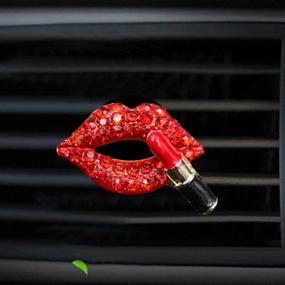 img 3 attached to Crystal Shoes & Magic Bag Bling Car Air Freshener with Diamond Air Vent Clips - Cute Car Accessories for Automotive Interior Trim Decorations GIF (Rhinestone Lipstick)