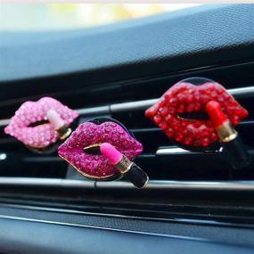 img 1 attached to Crystal Shoes & Magic Bag Bling Car Air Freshener with Diamond Air Vent Clips - Cute Car Accessories for Automotive Interior Trim Decorations GIF (Rhinestone Lipstick)