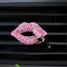 img 2 attached to Crystal Shoes & Magic Bag Bling Car Air Freshener with Diamond Air Vent Clips - Cute Car Accessories for Automotive Interior Trim Decorations GIF (Rhinestone Lipstick)