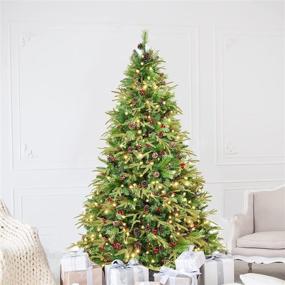 img 3 attached to 🎄 WBHome 6FT Pre-lit Premium Spruce Hinged Artificial Christmas Tree: Delight with 300 LED Lights, 792 Sprout Branch Tips, and Pre-Decorated Prelit Pine Cones