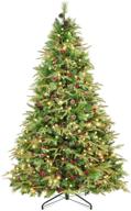 🎄 wbhome 6ft pre-lit premium spruce hinged artificial christmas tree: delight with 300 led lights, 792 sprout branch tips, and pre-decorated prelit pine cones logo