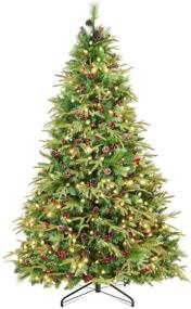 img 4 attached to 🎄 WBHome 6FT Pre-lit Premium Spruce Hinged Artificial Christmas Tree: Delight with 300 LED Lights, 792 Sprout Branch Tips, and Pre-Decorated Prelit Pine Cones