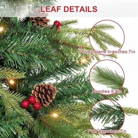 img 2 attached to 🎄 WBHome 6FT Pre-lit Premium Spruce Hinged Artificial Christmas Tree: Delight with 300 LED Lights, 792 Sprout Branch Tips, and Pre-Decorated Prelit Pine Cones