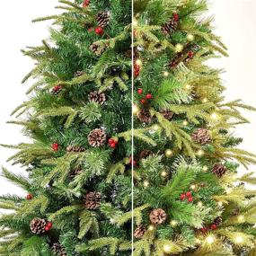 img 1 attached to 🎄 WBHome 6FT Pre-lit Premium Spruce Hinged Artificial Christmas Tree: Delight with 300 LED Lights, 792 Sprout Branch Tips, and Pre-Decorated Prelit Pine Cones