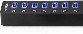 img 1 attached to 🔌 Bluwee 8-Port USB 3.0 Hub: 7 Data Transfer Ports, 1 Smart Charging Port, On/Off Switches | Glossy Black Design