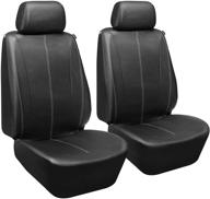 🚗 elantrip pu leather car front seat covers - universal fit, airbag armrest compatible for auto suv truck van - black, set of 2 logo