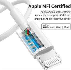 img 2 attached to [Apple MFi Certified] iGENJUN Быстрая зарядка iPhone 3 пакета (6 футов) - Кабель USB C к Lightning с поддержкой технологии Power Delivery для iPhone 12/12 Mini/12 Pro/12 Pro Max/11/11 Pro/11 Pro Max/Xs Max/XR/X/AirPods Pro и многое другое - Надежное и эффективное решение для зарядки