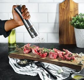 img 1 attached to 🍽️ Enhance Your Culinary Experience with ChefGiant Electric Salt and Pepper Grinder Set - Rose & Stainless Steel Refillable Mill, Adjustable Coarseness, LED Light, Batteries & Bonus Accessories Included (Twin Pack)