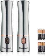 🍽️ enhance your culinary experience with chefgiant electric salt and pepper grinder set - rose & stainless steel refillable mill, adjustable coarseness, led light, batteries & bonus accessories included (twin pack) logo