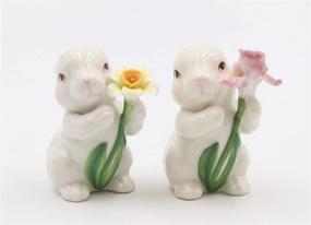 img 3 attached to Rabbits Couple Flowers Pepper Shakers