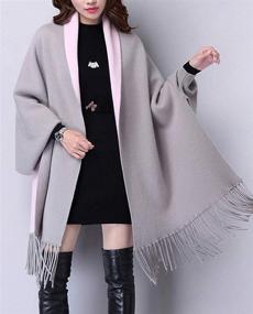 img 2 attached to QZUnique Womens Cardigan Poncho Fringe Women's Accessories in Scarves & Wraps