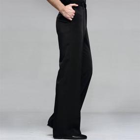 img 2 attached to 🕺 YILINFEIER Men's Professional Black Latin Dance Pants with Pocket Belt - Wide Straight Fit for Modern Practice