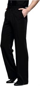 img 4 attached to 🕺 YILINFEIER Men's Professional Black Latin Dance Pants with Pocket Belt - Wide Straight Fit for Modern Practice