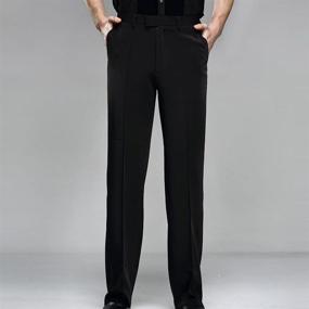 img 3 attached to 🕺 YILINFEIER Men's Professional Black Latin Dance Pants with Pocket Belt - Wide Straight Fit for Modern Practice