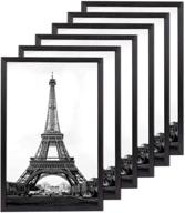 🖼️ set of 6 black modern picture frames 11x17 – wooden collage frame for wall or tabletop display, with pictures11x17 mat, solid wood construction логотип