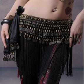 img 2 attached to 👯 Pilot-trade Belly Dance Tribe Style Belt: Luxurious Velvet Waist Scarf with Tassel Hip Scarfs