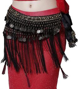 img 1 attached to 👯 Pilot-trade Belly Dance Tribe Style Belt: Luxurious Velvet Waist Scarf with Tassel Hip Scarfs