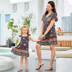 img 2 attached to Stylish Bohemian Printed Dresses: PopReal Matching Girls' Clothing Collection