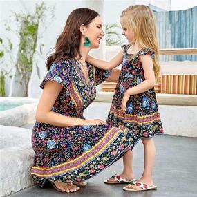 img 1 attached to Stylish Bohemian Printed Dresses: PopReal Matching Girls' Clothing Collection