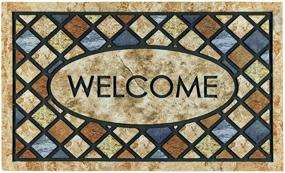img 4 attached to 🚪 CHICHIC Door Mat, Welcome Mat 17x30 Inch Front Door Mat Outdoor for Home Entrance Outdoor Mat for Outside Entry Way Doormat Entry Rugs, Heavy Duty Non Slip Rubber Back Low Profile, Blue Welcome