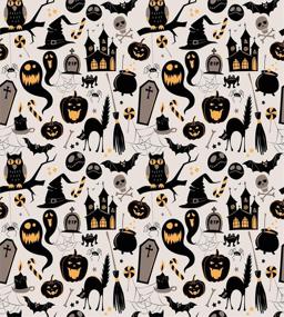 img 1 attached to 🎃 Ambesonne Vintage Halloween Duvet Cover Set - Spooky Halloween Cartoon Design, King Size Pale Grey Bedding Set with Pillow Shams