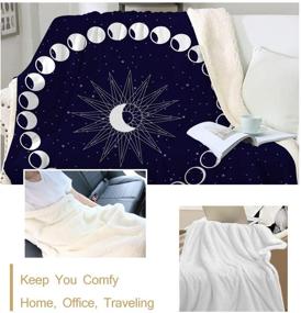 img 2 attached to 🌙 Sleepwish Celestial Sherpa Fleece Blanket, Moon Phases Lunar Eclipse Throw Blanket for Kids Boys, Teen Girls, College Dorm, Camping, Office, and Sofa Throw (50"x60") - Blue Moon Blanket