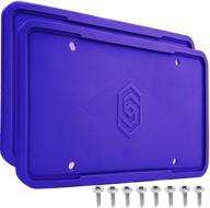🔵 premium blue silicone license plate frame covers 2 pack - front and back car plate bracket holders. resistant to rust, noise, and harsh weather. logo
